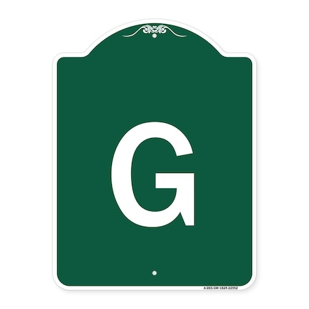Signmission Designer Series Sign-Sign W/ Letter G, Green & White Aluminum Sign, 18" x 24", GW-1824-22952 A-DES-GW-1824-22952